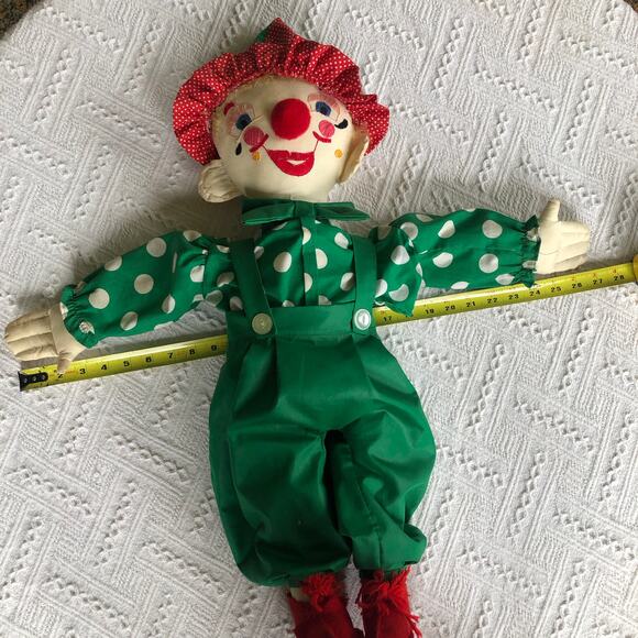 Vintage Handmade Smiling Clown Plush Embroidered Face Felt Shoes Large Cute - Picture 5 of 14